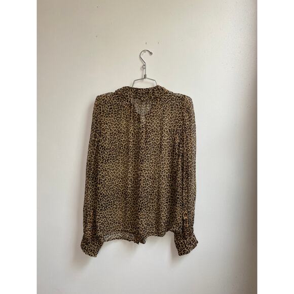 J.Crew Ruffle Button Up Shirt in Leopard Print Crinkle Chiffon - Picture 5 of 6